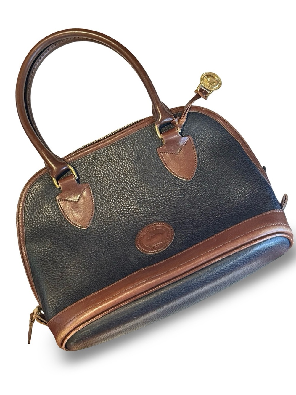 Vintage Dooney & Bourke Leather Dome  Zip top Shoulder bag - late 80’s style